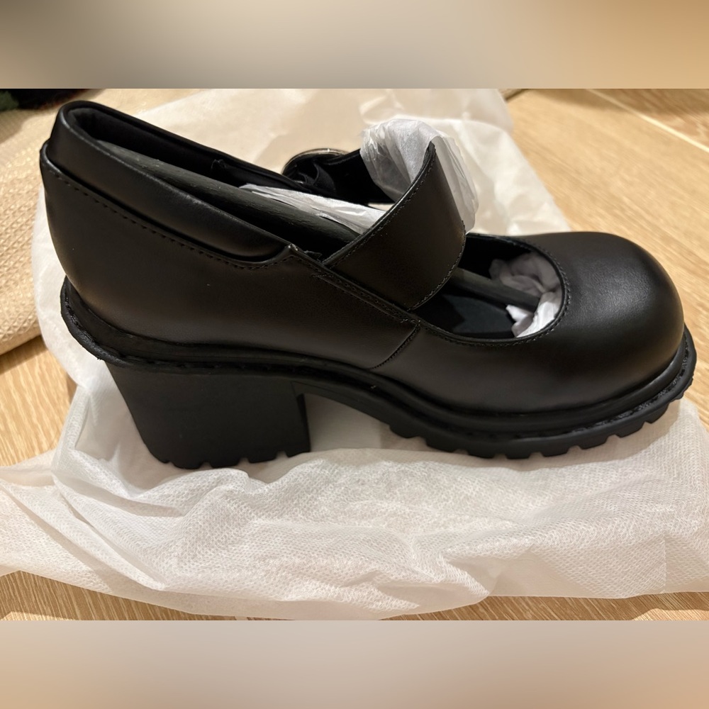 Dolls Kill Black Chunky Heel Mary Jane Shoes
